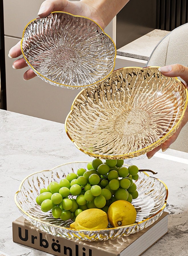 Fruit plate light luxury home living room nut plate multifunctional decorative tray light luxury fashion fruit plate gold edge petal fruit plate dried fruit candy snack flower plate suitable for liv