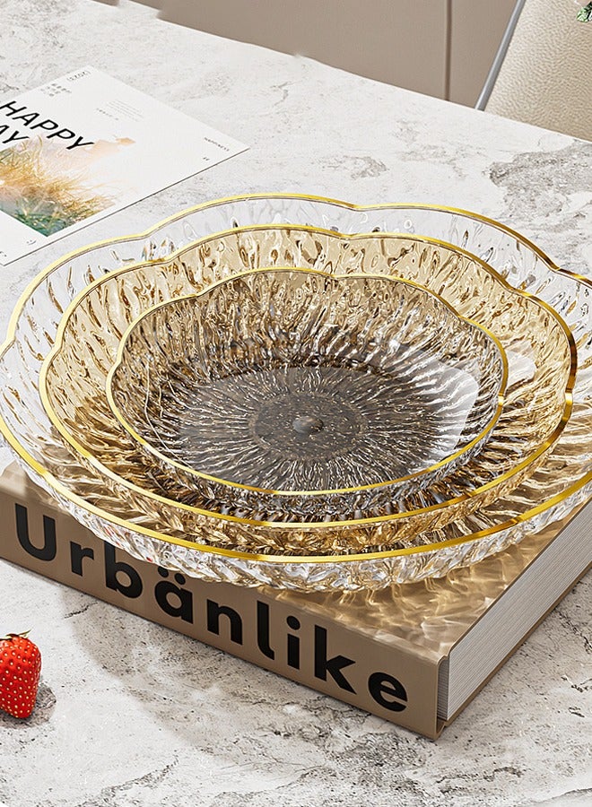 Fruit plate light luxury home living room nut plate multifunctional decorative tray light luxury fashion fruit plate gold edge petal fruit plate dried fruit candy snack flower plate suitable for liv
