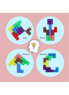 GGEROU Blocks Puzzle Brain Teasers Toy, Intelligent Colorful 3D Plastic Blocks Game with Vertical Wooden Frame Game Board  - Image 5