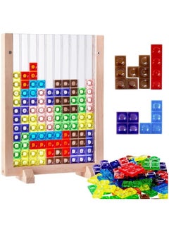GGEROU Blocks Puzzle Brain Teasers Toy, Intelligent Colorful 3D Plastic Blocks Game with Vertical Wooden Frame Game Board  - Image 1