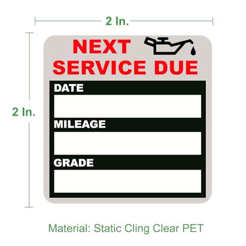 JINCH Oil Change Stickers Static Cling, 120pcs 2x2 Inches Oil Change Reminder Sticker for Windshield with No Residue, Clear Next Service Due Labels for Car Auto Vehicle Window - Image 2