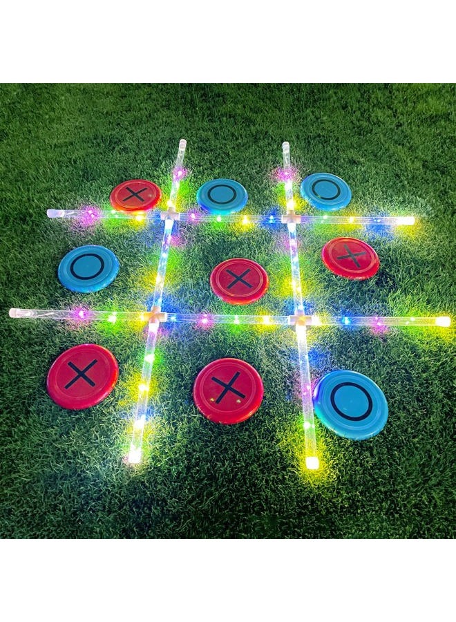 Outdoor Games Giant Tic Tac Toe Games, Yard Lawn Toss Games with Light, Glow in Dark Backyard Games for Family Adults and Kids (3ft x 3ft) - Image 1