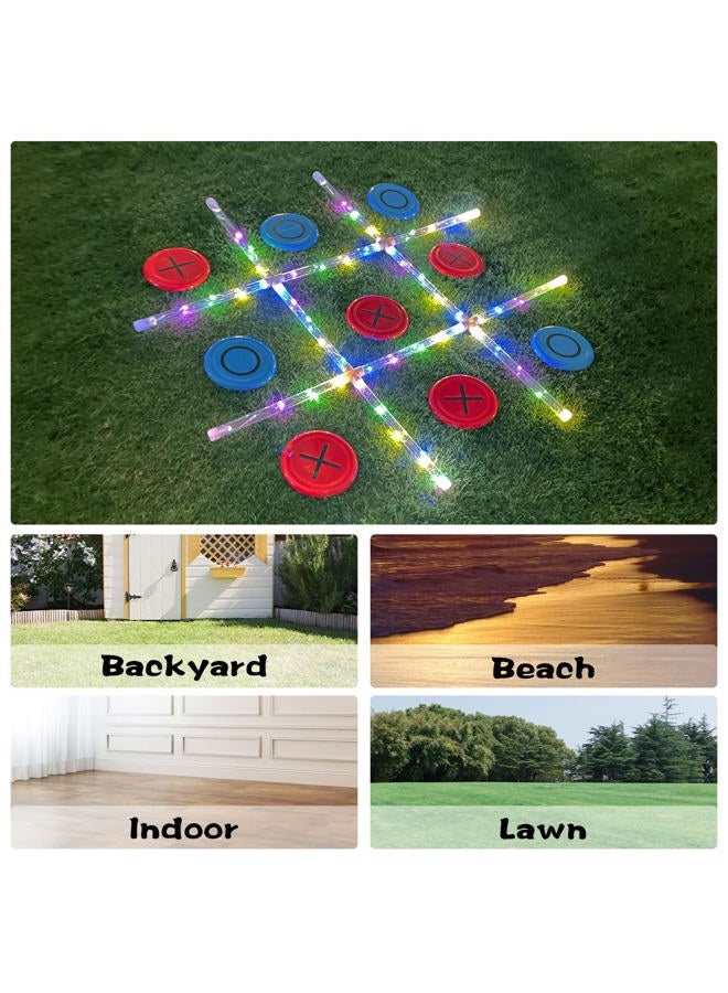Outdoor Games Giant Tic Tac Toe Games, Yard Lawn Toss Games with Light, Glow in Dark Backyard Games for Family Adults and Kids (3ft x 3ft) - Image 3