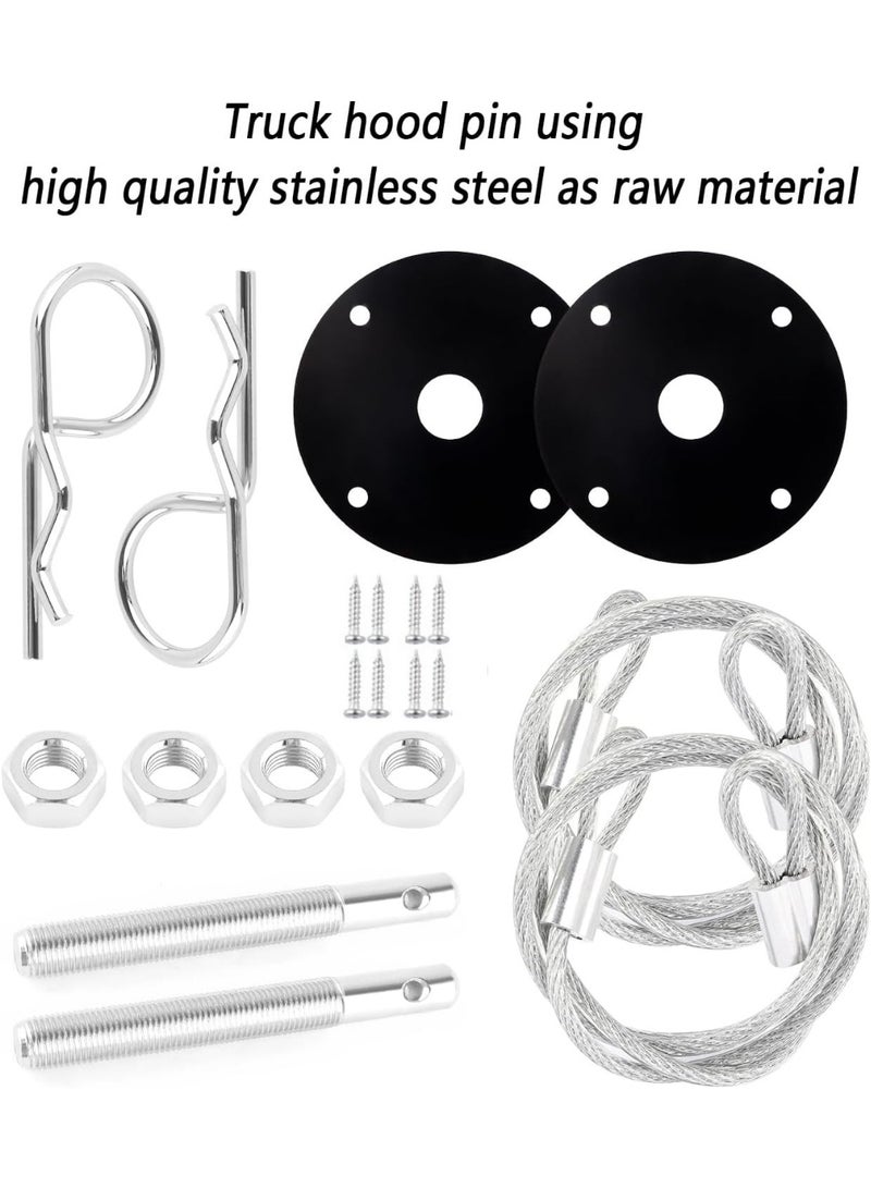 Hood Pins Kit for Car - Stainless Steel Hood Pin Lock Clip with Racing Lanyard for Fixing Car Hood Cover  Reduce Shaking - Universal Car Mods Exterior Accessories Fits Most Car Truck SUV - Image 3