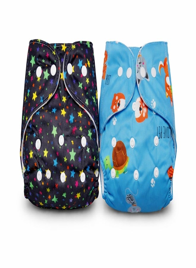 Viscous Cloth Baby Diaper Combo Pack | Leakage Proof Adjustable Cloth Diaper | Washable Reusable Diaper With Insert Pad | Infant Toddler Care Essentials | 3M To 3Years | Pack of 2 | Design -1 - Image 1