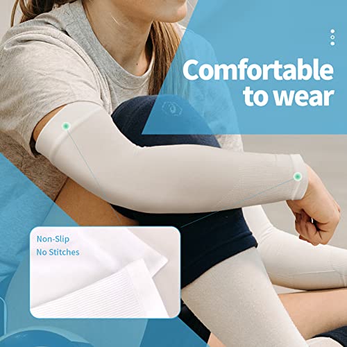 YESLIFE White UPF 50 Cooling Sports Arm Sleeve for Women, Men & Kid, UV Sun Protection Arm Sleeves for Men & Women - Tattoo Cover Up - Image 2