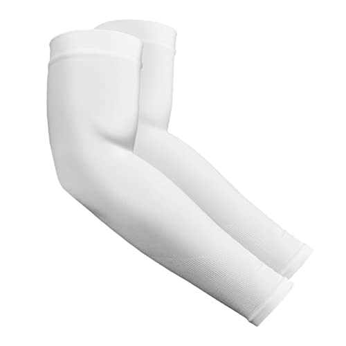 YESLIFE White UPF 50 Cooling Sports Arm Sleeve for Women, Men & Kid, UV Sun Protection Arm Sleeves for Men & Women - Tattoo Cover Up - Image 1