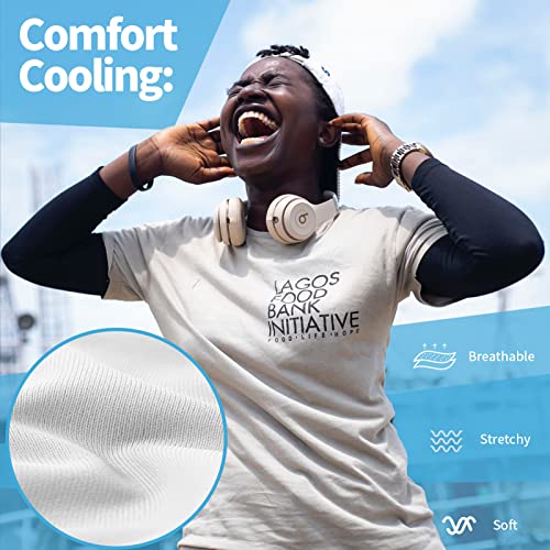 YESLIFE White UPF 50 Cooling Sports Arm Sleeve for Women, Men & Kid, UV Sun Protection Arm Sleeves for Men & Women - Tattoo Cover Up - Image 4