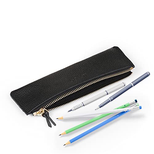 Londo Zippered Genuine Leather Pen and Pencil Case Cosmetic Pouch - Image 3