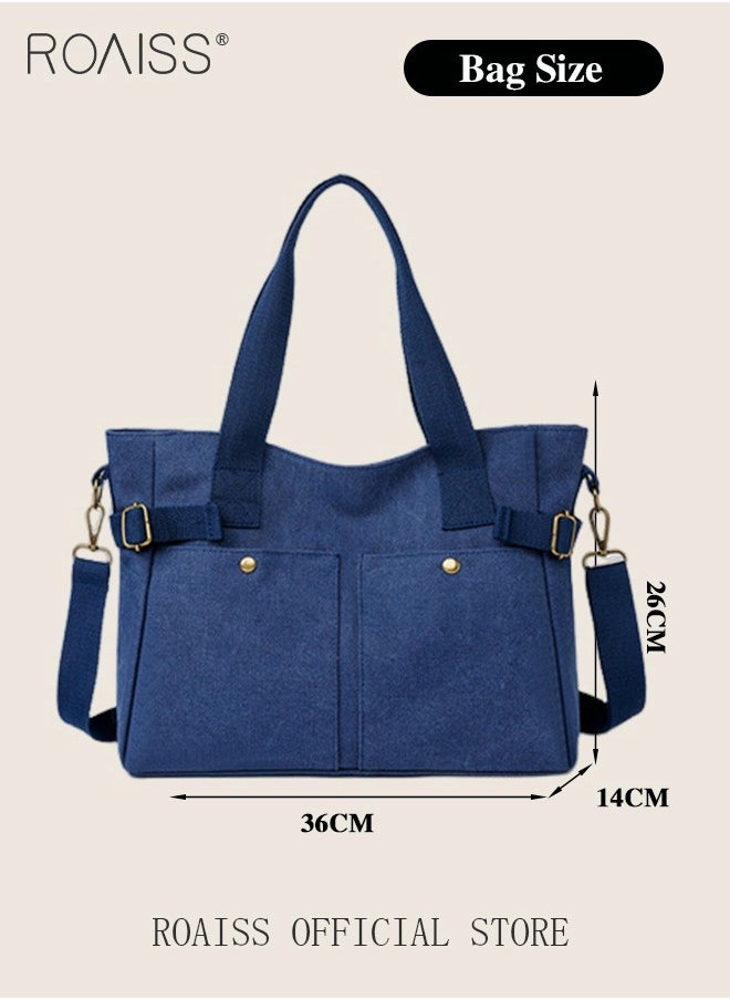 roaiss - Large Capacity Shoulder Bag  Durable Macaron Color Scheme Smooth Zipper Solid Color Tote Bag - Image 1