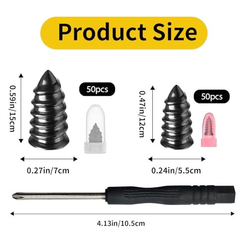 IMOLL 100Pcs Tire Repair Rubber Nails Kit with 2 Sizes,Screw in Tire Repair Kit Screw Plugs for Tires, Vacuum Tire Repair Plugs with Storage Box and Screwdriver, for Truck Car Motorcycle(50S+50L) - Image 5