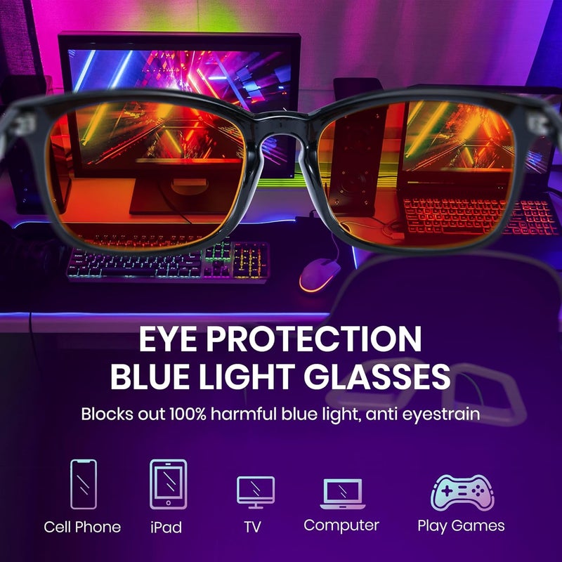 Gaming Glasses for Men Women Blue Light Glasses for Computer Screen Reduce Eye Strain Sleep Better 8082 - Image 2