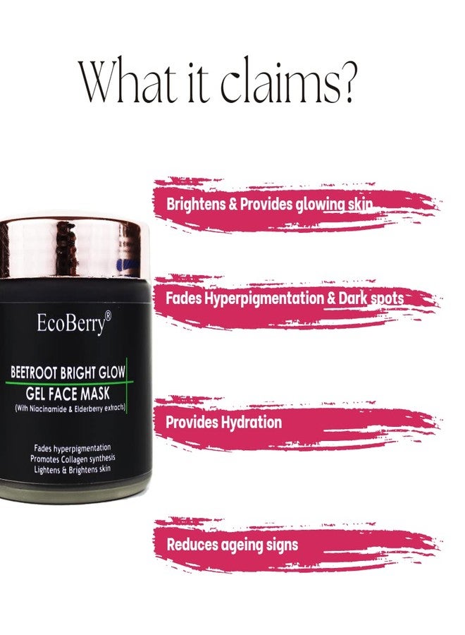 EcoBerry Beetroot Bright Glow Gel Face Mask Brightening & Glowing Skin, Hydration, Anti-Ageing, Natural, Chemical Free, Paraben Free | Vegan - Image 2