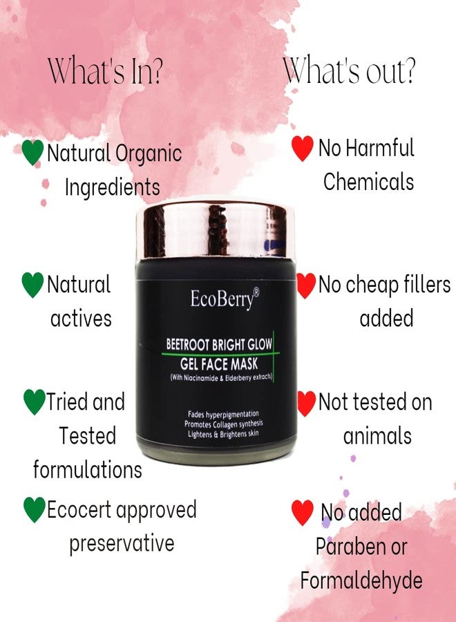 EcoBerry Beetroot Bright Glow Gel Face Mask Brightening & Glowing Skin, Hydration, Anti-Ageing, Natural, Chemical Free, Paraben Free | Vegan - Image 4