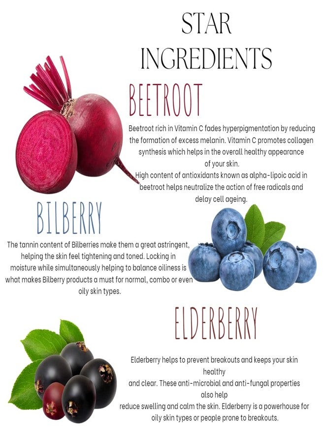 EcoBerry Beetroot Bright Glow Gel Face Mask Brightening & Glowing Skin, Hydration, Anti-Ageing, Natural, Chemical Free, Paraben Free | Vegan - Image 3
