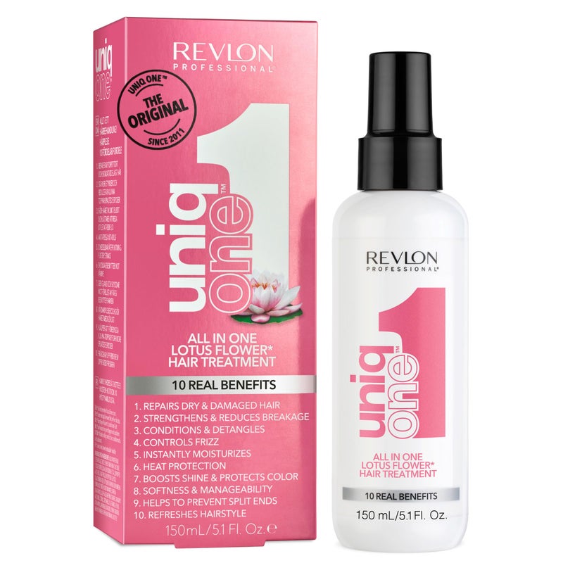 REVLON PROFESSIONAL UniqOne Hair Treatment, Moisturizing Leave-In Product, Repair For Dry and Damaged Hair, Promotes Healthy Hair, Lotus Flower Fragrance, 5.1 Fl Oz (Pack of 1) - Image 1