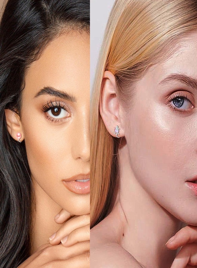 Tornito 10 Pairs Cute Clip on Earrings Butterfly Heart Flower Star Tortoise Cat Opal CZ Clip on Earrings Multicolored Non-Pierced Earrings Set for Women - Image 4