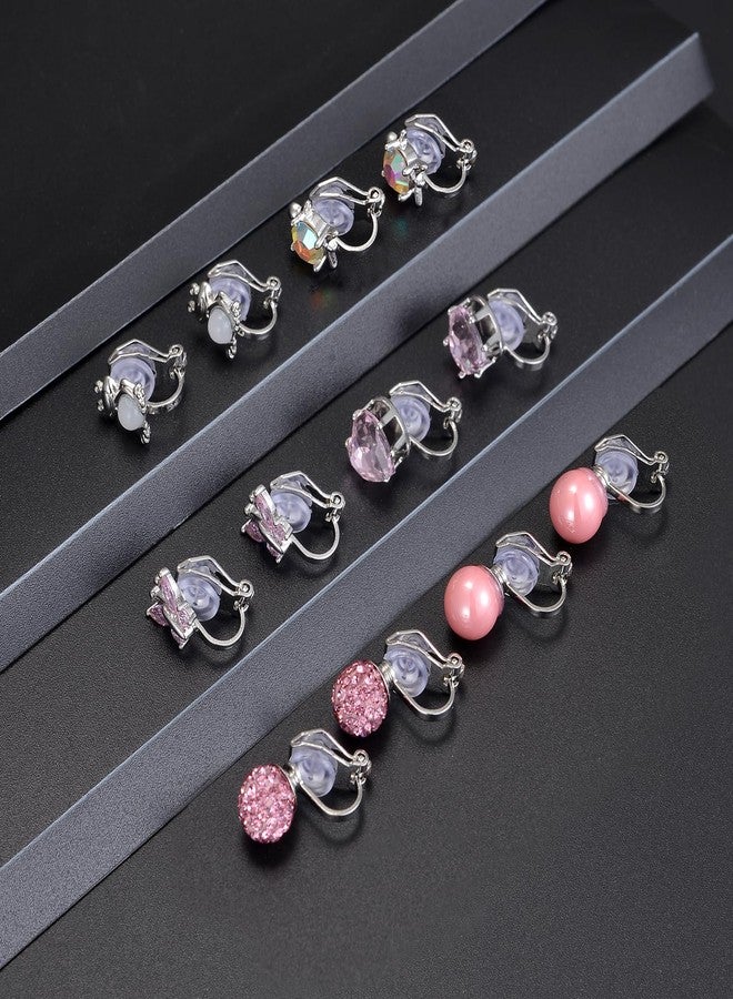 Tornito 10 Pairs Cute Clip on Earrings Butterfly Heart Flower Star Tortoise Cat Opal CZ Clip on Earrings Multicolored Non-Pierced Earrings Set for Women - Image 3