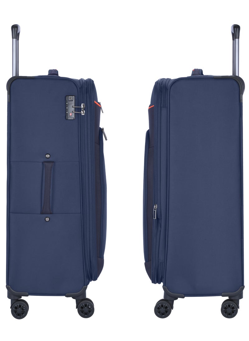 eminent - Unisex Soft Travel Bag Large Luggage Trolley Polyester Lightweight Expandable 4 Double Spinner Wheeled Suitcase with 3 Digit TSA lock E765 Purple - Image 1