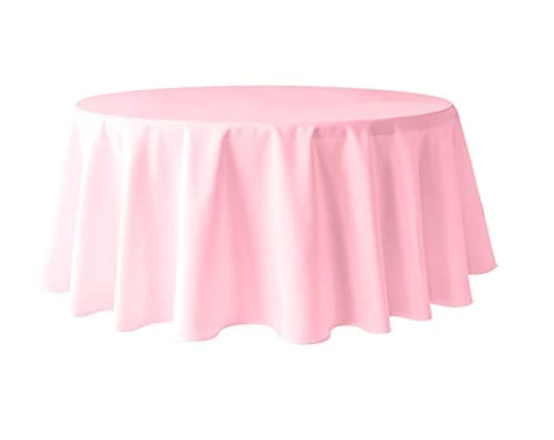 Pomp Pink 120 Inch Round Premium Polyester Tablecloth  Wrinkle  Stain Resistant Easy Care Fabric  Fits Round or Circle Table