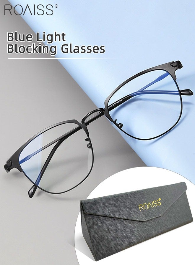 roaiss Blue Light Blocking Glasses Blue Light Filter Computer Reading Gaming TV Phones Browline Eyeglasses Fashion Anti Eyestrain Headache Eyewear for Men Women Black 52mm  - Image 1