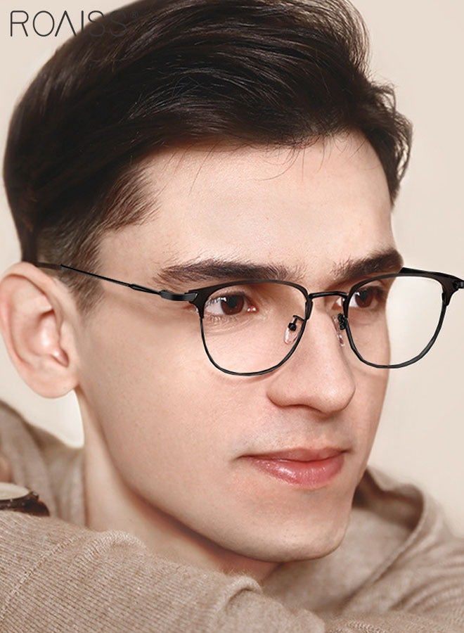 roaiss Blue Light Blocking Glasses Blue Light Filter Computer Reading Gaming TV Phones Browline Eyeglasses Fashion Anti Eyestrain Headache Eyewear for Men Women Black 52mm  - Image 2