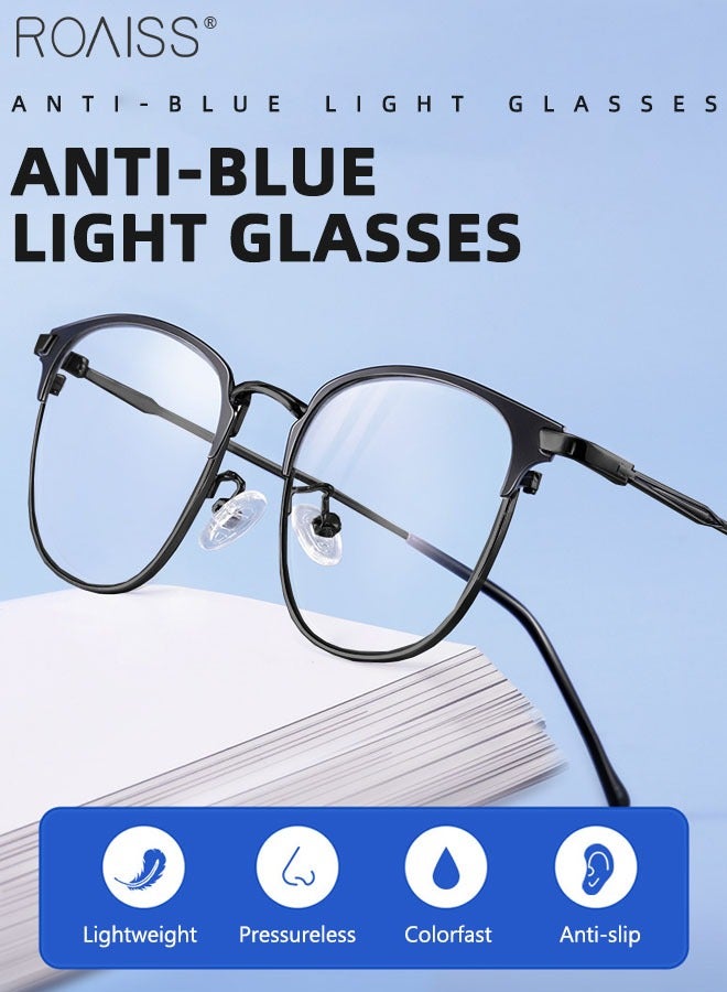 roaiss Blue Light Blocking Glasses Blue Light Filter Computer Reading Gaming TV Phones Browline Eyeglasses Fashion Anti Eyestrain Headache Eyewear for Men Women Black 52mm  - Image 3