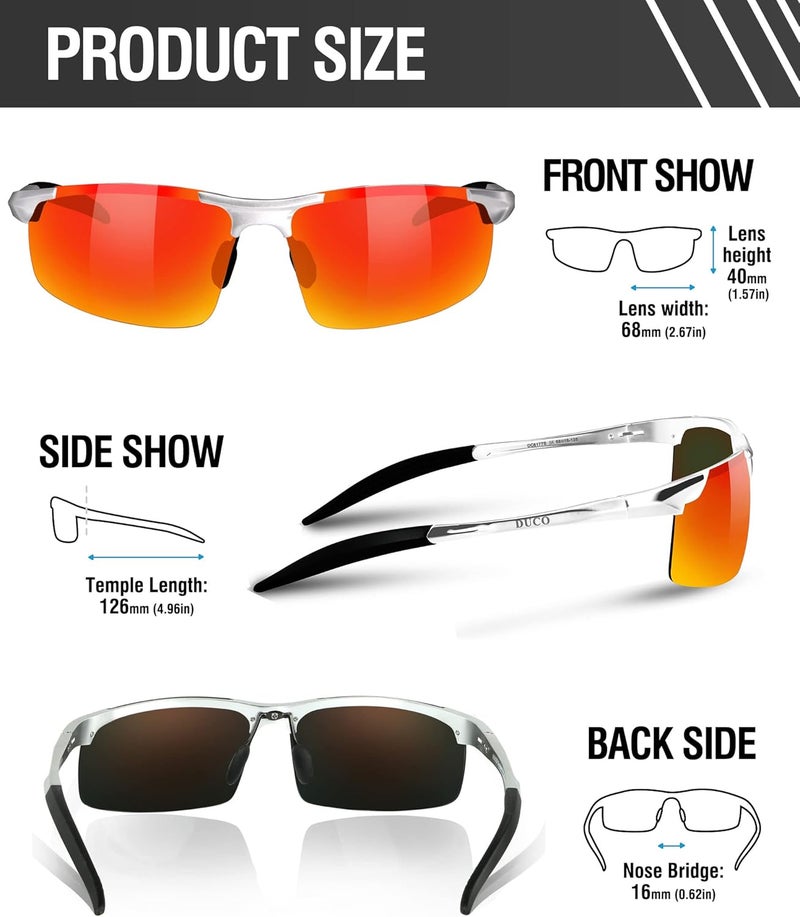Duco Mens Sports Polarized Sunglasses UV Protection Sunglasses for Men 8177s - Image 3