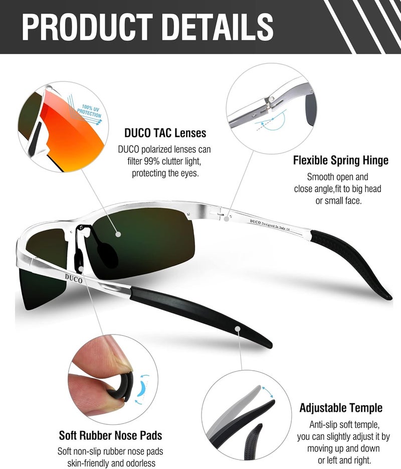 Duco Mens Sports Polarized Sunglasses UV Protection Sunglasses for Men 8177s - Image 4