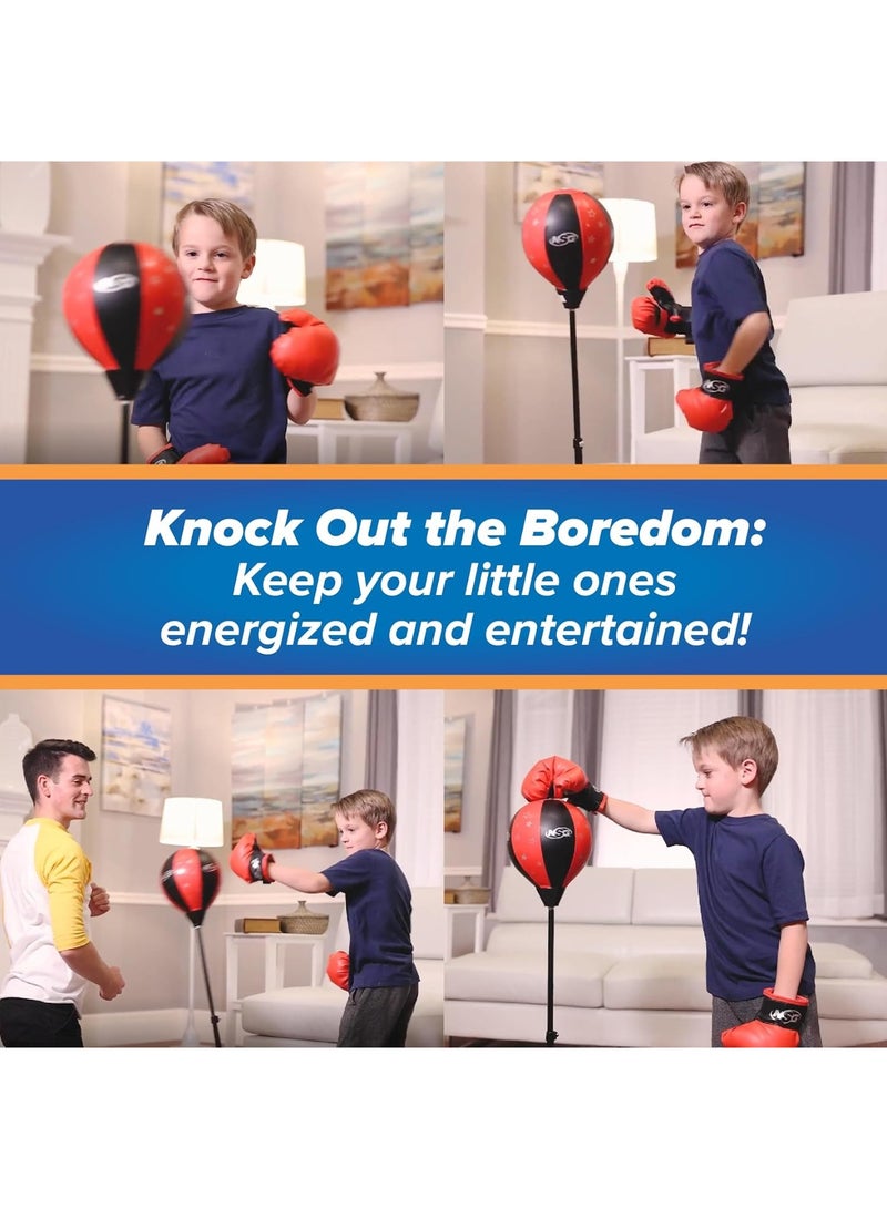 YelaJoy Punching Bag for Kids, Boxing Gloves Set, Adjustable Freestanding Speed Bag, with Spring Loaded Stand, Junior Boxing Gloves and Hand Pump, Portable and Easy Assembly for Boys, Teens, Toddlers Ages 4+ - Image 5