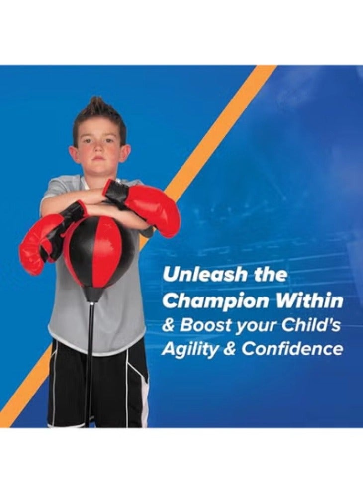 YelaJoy Punching Bag for Kids, Boxing Gloves Set, Adjustable Freestanding Speed Bag, with Spring Loaded Stand, Junior Boxing Gloves and Hand Pump, Portable and Easy Assembly for Boys, Teens, Toddlers Ages 4+ - Image 4