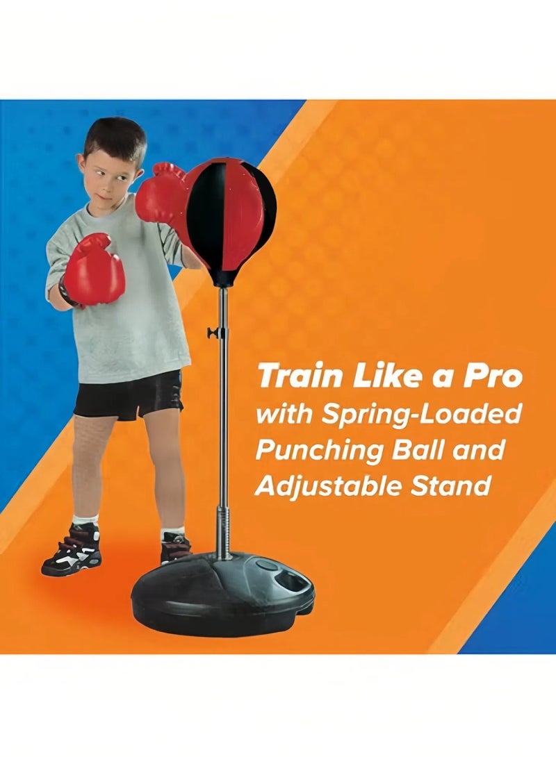 YelaJoy Punching Bag for Kids, Boxing Gloves Set, Adjustable Freestanding Speed Bag, with Spring Loaded Stand, Junior Boxing Gloves and Hand Pump, Portable and Easy Assembly for Boys, Teens, Toddlers Ages 4+ - Image 3