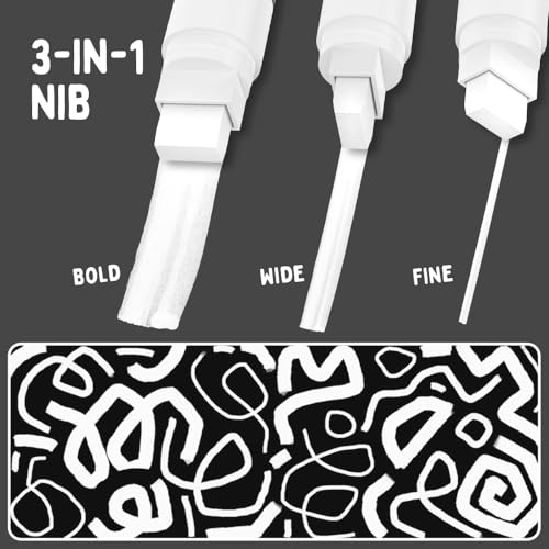 Funcils 4 Jumbo White Paint Pen - 15mm Wide Tip, Poster Markers for Wood, Rock Painting, Plastic, Glass, Metal, Walls, Fabric - Large Thick Permanent Acrylic Paint Markers for Signs, Board, Teachers - Image 3