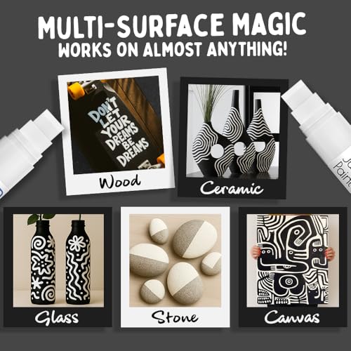 Funcils 4 Jumbo White Paint Pen - 15mm Wide Tip, Poster Markers for Wood, Rock Painting, Plastic, Glass, Metal, Walls, Fabric - Large Thick Permanent Acrylic Paint Markers for Signs, Board, Teachers - Image 5