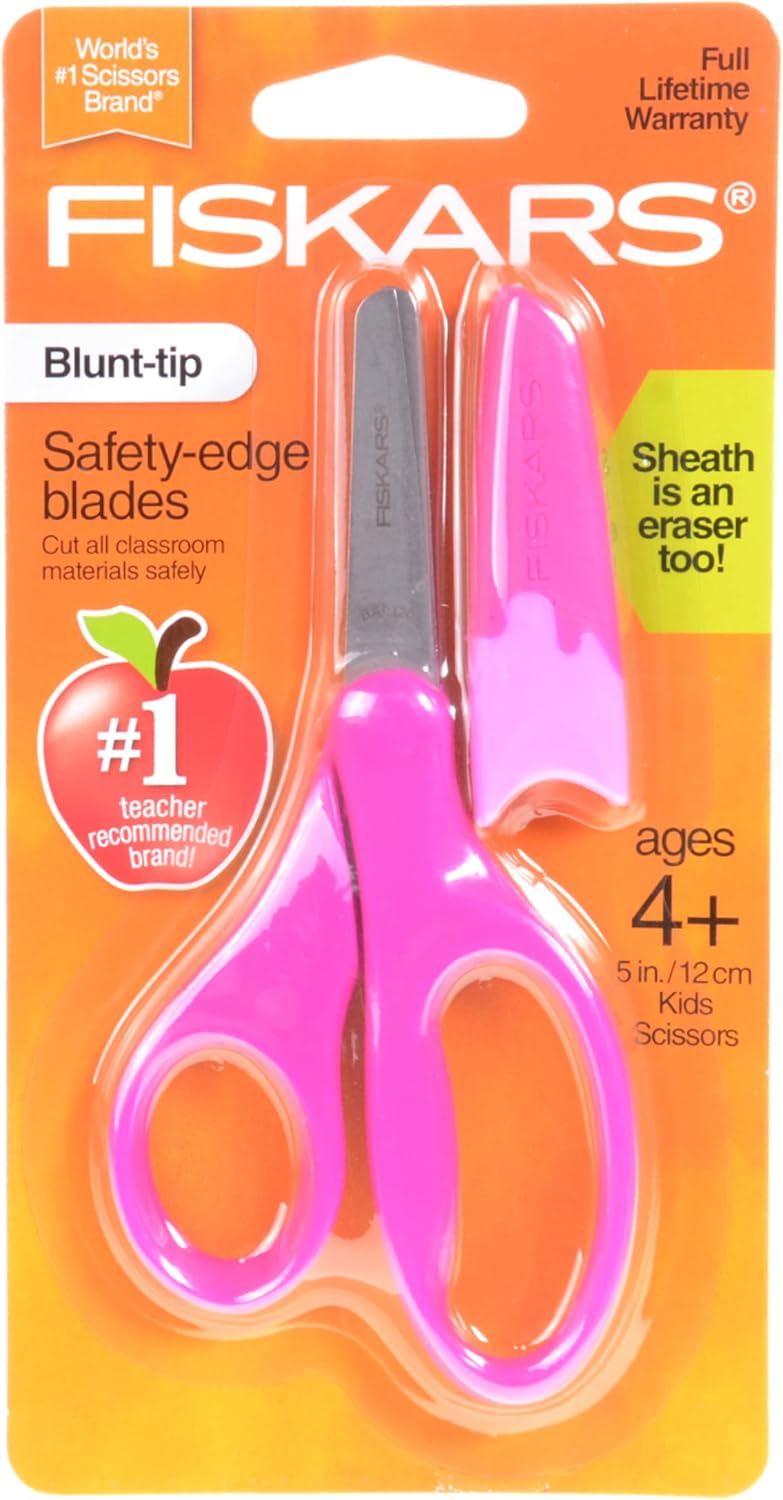 Fiskars Scissors Blunttip SafetyEdge Blades wSheath Hot Pink