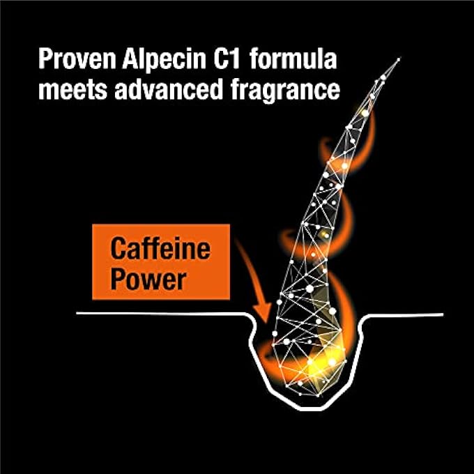 Alpecin CAFFEINE SHAMPOO C1 BLACK EDITION, MEN'S NATURAL HAIR GROWTH SHAMPOO FOR THINNING HAIR WITH NIACIN, MENTHOL, AND CASTOR OIL, 8.45 FL. OZ. - Image 3