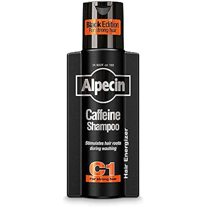 Alpecin CAFFEINE SHAMPOO C1 BLACK EDITION, MEN'S NATURAL HAIR GROWTH SHAMPOO FOR THINNING HAIR WITH NIACIN, MENTHOL, AND CASTOR OIL, 8.45 FL. OZ. - Image 1