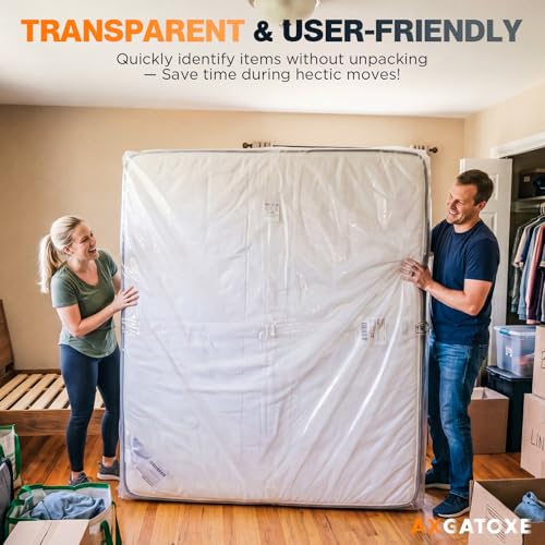 Axgatoxe 2PC Plastic Mattress Bag for Moving Storage, Waterproof Mattress Cover, Mattress Protector for Moving Supplies - Twin Size (1.5MIL) - Image 5