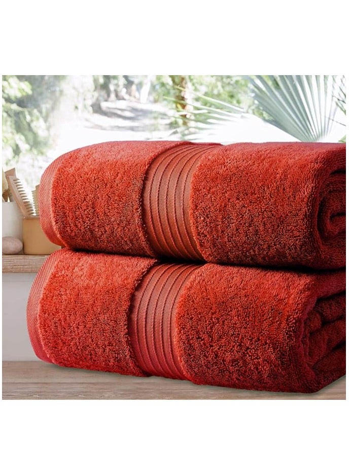 Pioneer Set Of 2 Supersoft Highly Absorbent Lightweight 550Gsm 70 X 140 Cm Bath Towel Red - Image 1