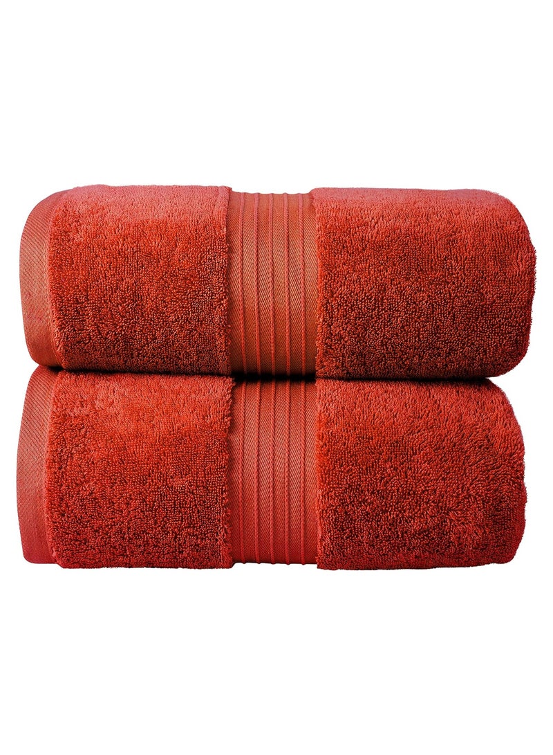 Pioneer Set Of 2 Supersoft Highly Absorbent Lightweight 550Gsm 70 X 140 Cm Bath Towel Red - Image 2