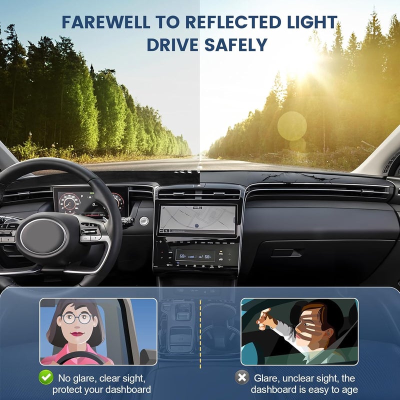 Rilsen Globally spread simple design Dashboard Cover Mat for 2022 2023 2024 Tucson NX4 Accessories,Dash Cover Nonslip Dash Mat Protector Sunshade No Glare Black (Only Fit 10.25 inch Digital Cluster,not fit 4.2 inch) Global light sturdy raw material - Image 3