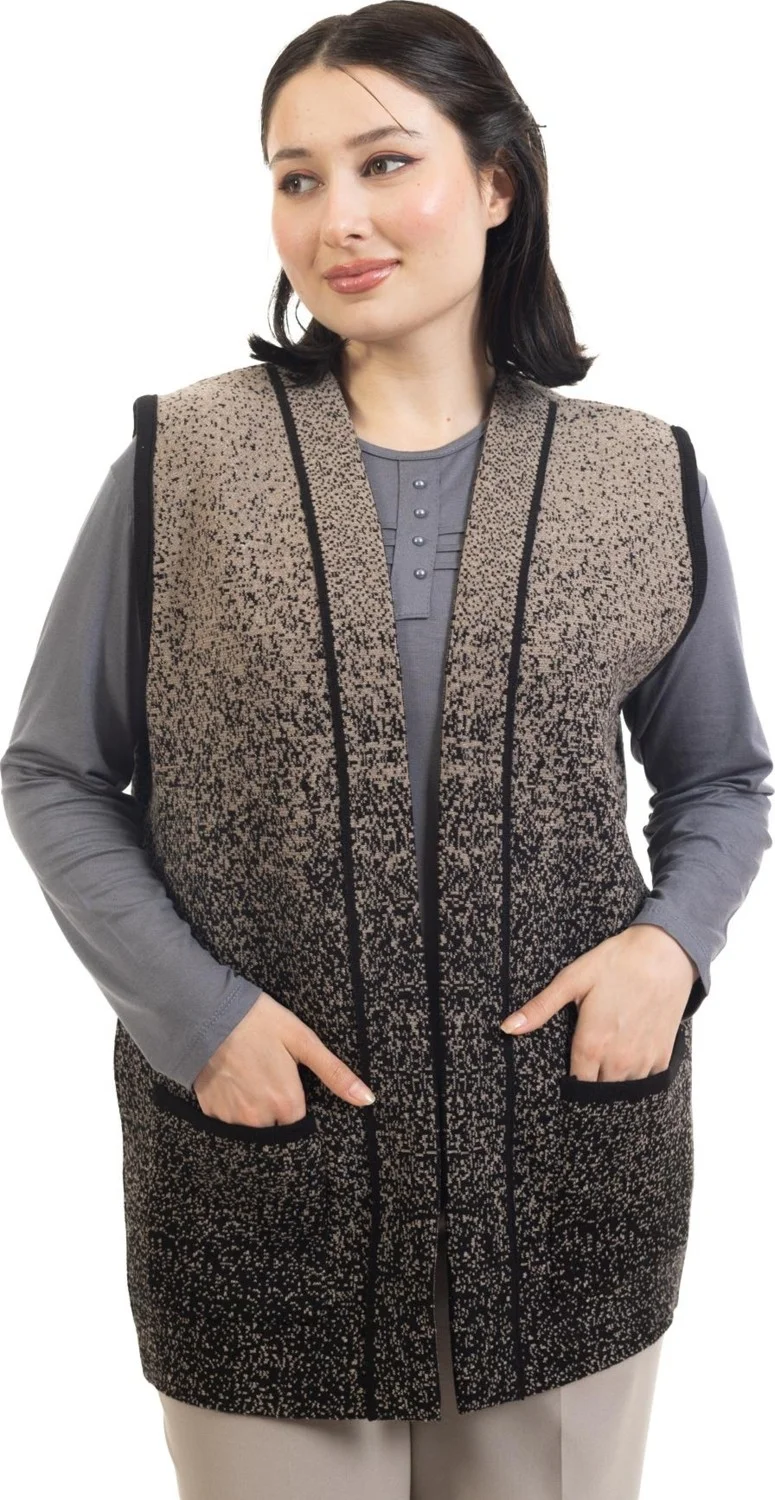موتلو سيتي Women Middle Age and Above Knitwear Knit Rain Pattern Buttonless Mother Vest 334