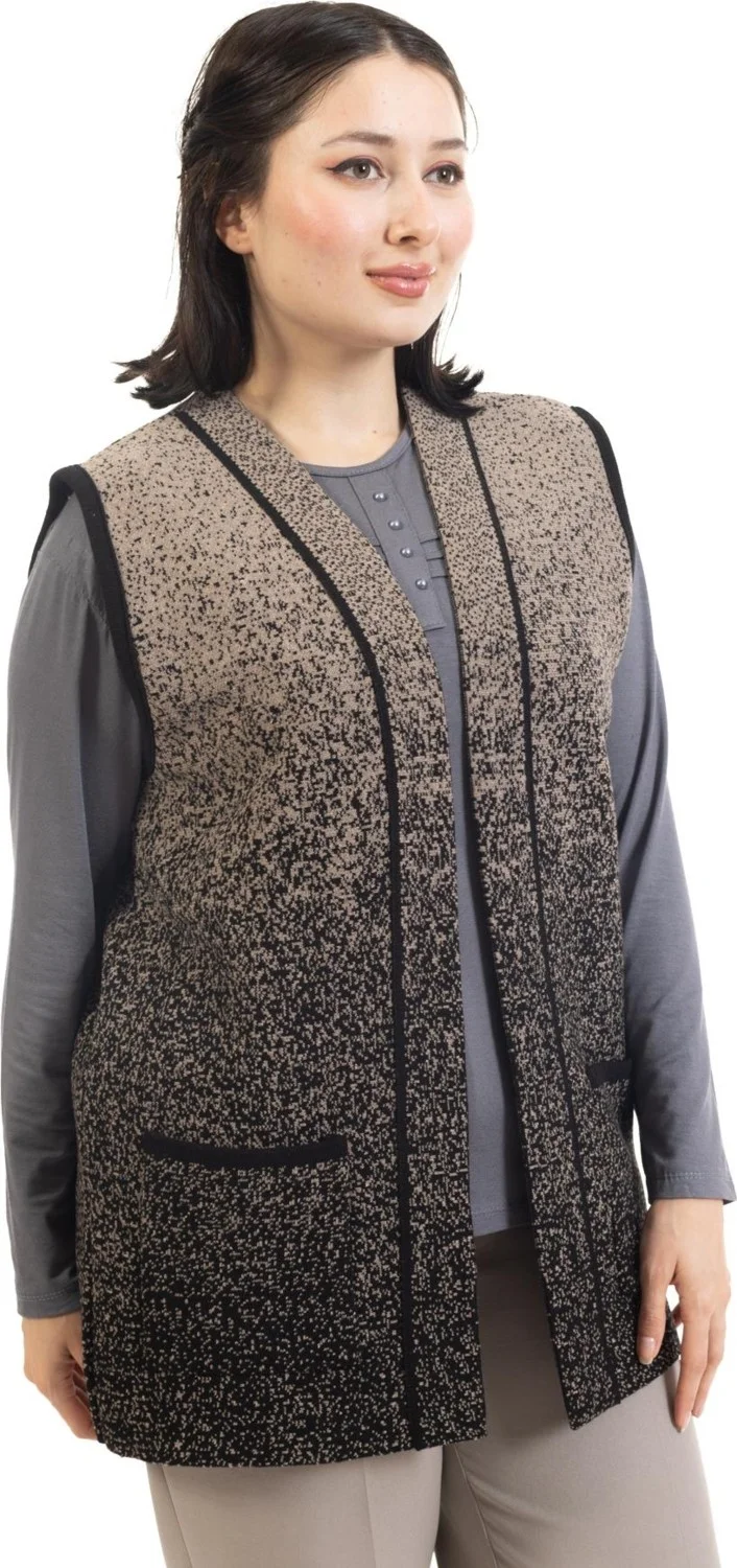 موتلو سيتي Women Middle Age and Above Knitwear Knit Rain Pattern Buttonless Mother Vest 334