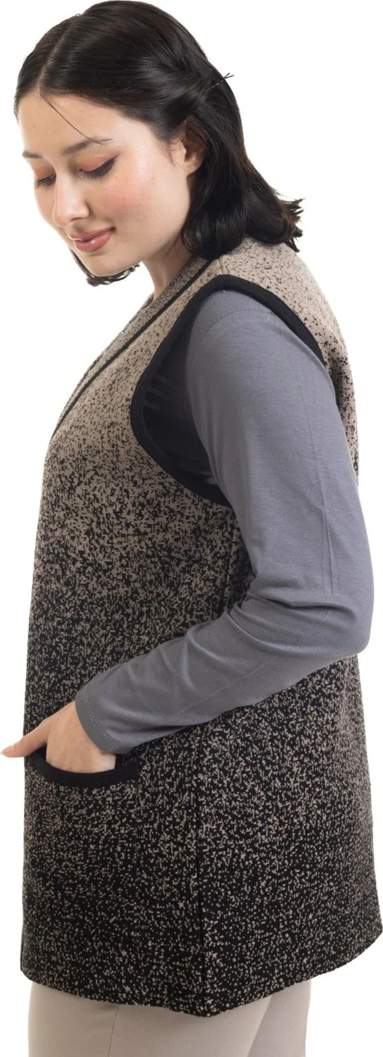 موتلو سيتي Women Middle Age and Above Knitwear Knit Rain Pattern Buttonless Mother Vest 334