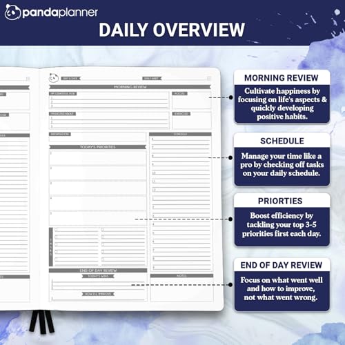 Panda Planner Pro Daily Planner 2026 – 6 Month Undated Planner with Hourly Schedule, Large 8.5x11 Layout, To Do List, Daily Journal, Goal Planner, Habit Tracker & Gratitude Organizer for Home/Office – Purple - Image 3