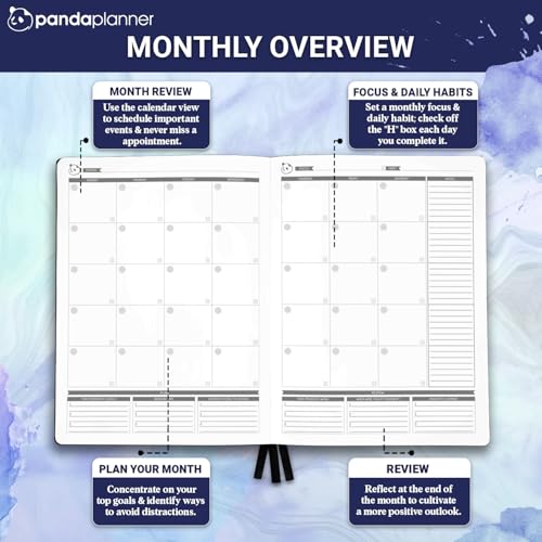 Panda Planner Pro Daily Planner 2026 – 6 Month Undated Planner with Hourly Schedule, Large 8.5x11 Layout, To Do List, Daily Journal, Goal Planner, Habit Tracker & Gratitude Organizer for Home/Office – Purple - Image 5