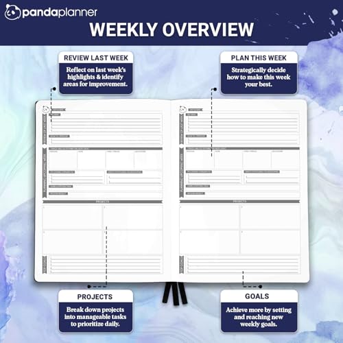 Panda Planner Pro Daily Planner 2026 – 6 Month Undated Planner with Hourly Schedule, Large 8.5x11 Layout, To Do List, Daily Journal, Goal Planner, Habit Tracker & Gratitude Organizer for Home/Office – Purple - Image 4