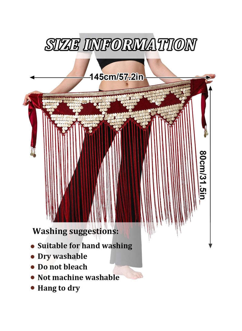 Luckam Womens Belly Dance Hip Scarf Tassel Skirt Fringe Wrap Rave Sequin for Costume Zumba Yoga Class Performance - Image 5