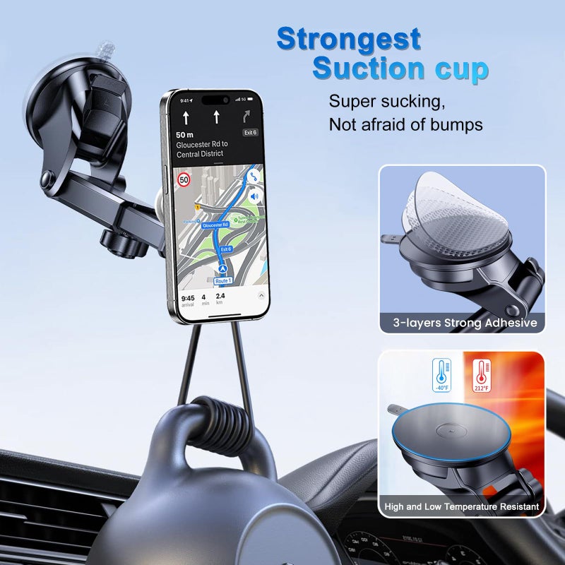 JCTRIWAY for Pop Socket Car Mount, Suction Cup Socket Grip Holder for Car with Strong 3M Sticky Adhesive, Dashboard Windshield Car Phone Holder Works for Popsocket, Fits All Smartphones with Pop Grip - Image 4