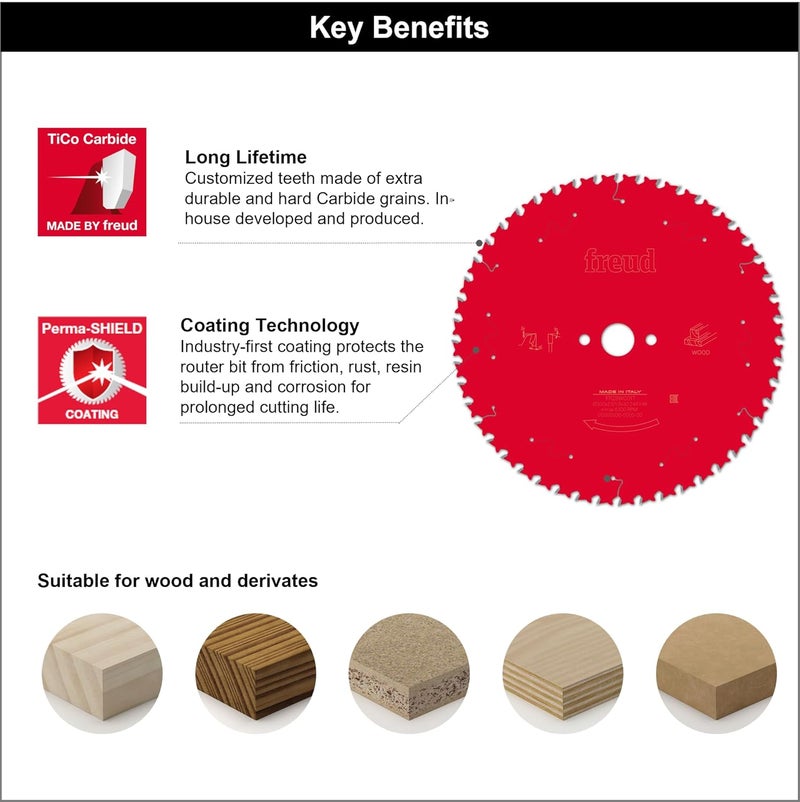 freud (مجموعة بوش) شفرة منشار دائري - خشب - 12 بوصة / 300 مم، عدد الأسنان 48 - Image 4